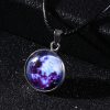 Time Stone Christmas Moon Night Sky Luminous Alloy Pendant Necklace