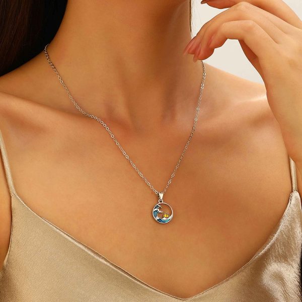 Blue HAILANG Sun Water Drop Pendant Necklace For Women