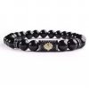 Natural Stone 8mm Bright Black Stone Beaded Vintage Bracelet