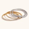 Simple And Light Luxury Stainless Steel Plated 18K Gold Elastic Zircon Bracelet Ornament