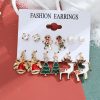 Christmas Snowman Cane Stud Earrings Combination Set