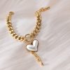 Heart Bracelet Stainless Steel Gold-plated Pearl Handmade Chain