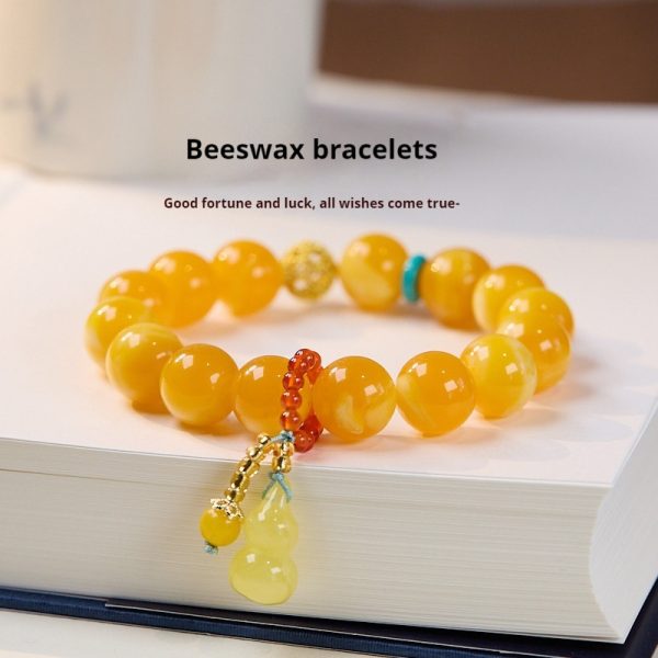 Yellow Chicken Grease Beeswax Gourd Fu Lu Bracelet