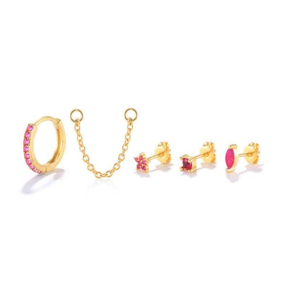 S925 Sterling Silver Fashion Personality Stud Earrings Set
