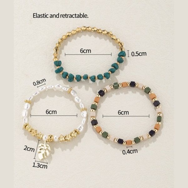 Leaf Pendant Irregular Vintage Pearl Ornamental Stone Bracelet