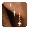 Brass Gold Plated European And American Inlaid Zircon Fashion Diamond Pendant Women's Earrings Three-piece Set