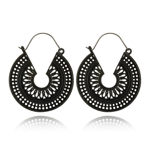 Ethnic Style Flower Basket Circle Earrings