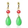 Brass Emerald Earrings Same Drop