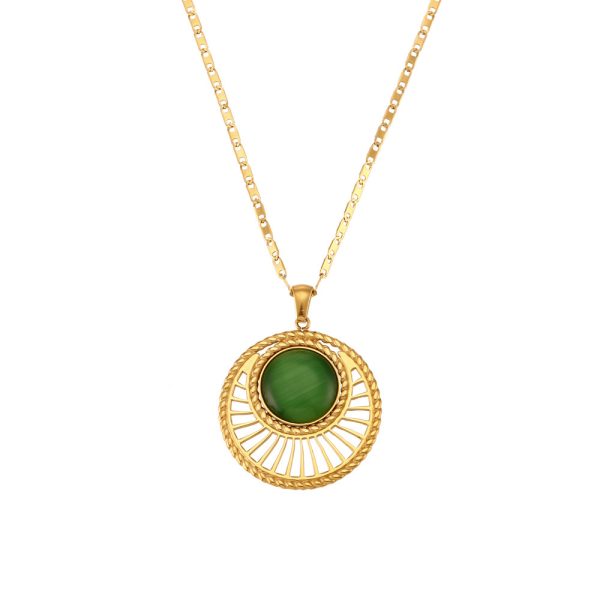 Hollow Sector Pendant Stainless Steel Gold Plated Necklace