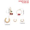 Retro Fashion Red Cherry Rhinestone Rice Bead Set Earrings