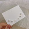 Gentle Temperament Perfect Circle Pearl Earings Set Mini Women