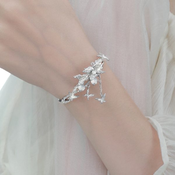 Butterfly Tassel Bracelet New Chinese Style White Agate High Sense