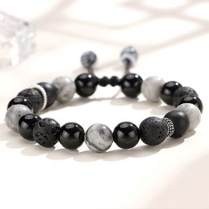 Black Agate Map Stone Men's And Women's Bracelet Niche High Sense