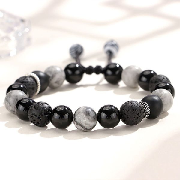 Black Agate Map Stone Men's And Women's Bracelet Niche High Sense