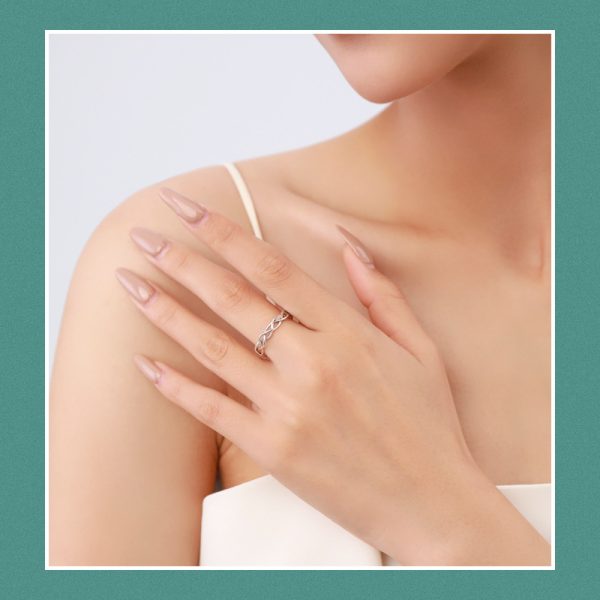 S925 Sterling Silver Irregular Line Hollow Ring For Women