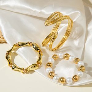 New Multi-layer Line Winding Geometric Open Bracelet Suit
