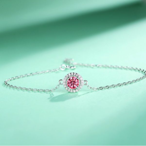 S925 Silver Inlay Color Moissanite Bracelet