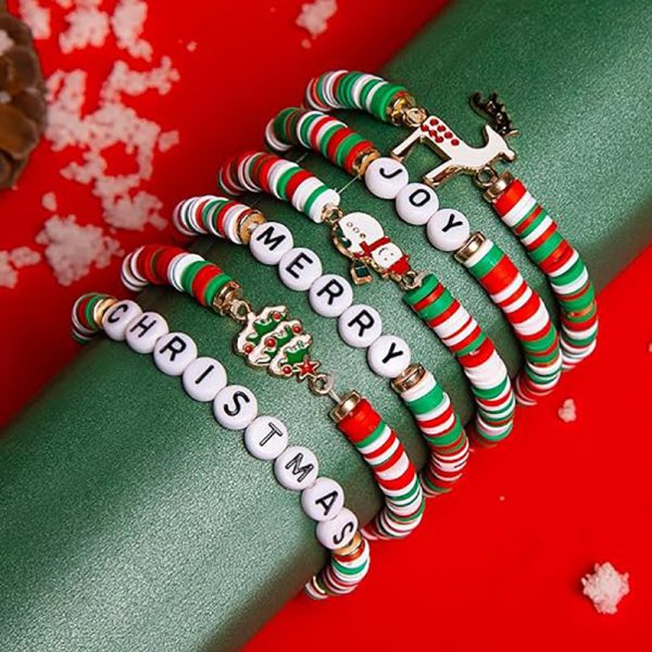 Christmas 6-pack Cute Elk Polymer Clay Bracelet Bracelet Suit