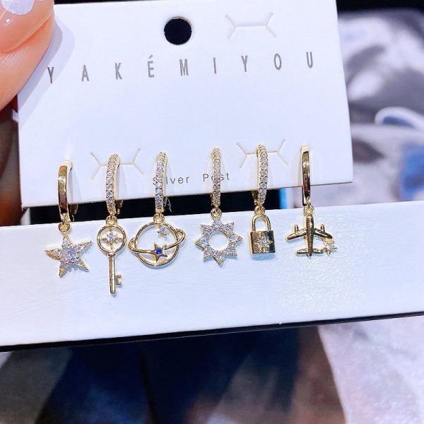 High-end Korean Style Korean Earrings 6-piece Simple Set