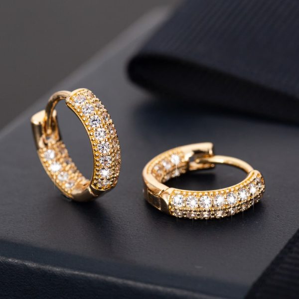 European And American Popular Micro-set Zircon Fan Earrings