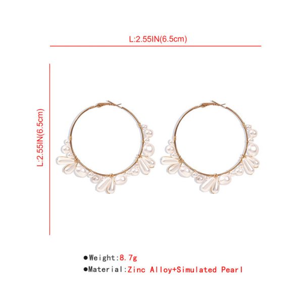 European And American Braided Pearl Earrings Exaggerated Fashion Circle