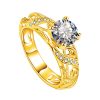 Zircon Ring Colorful Gold Four Claw Diamond