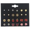 Strawberry Car Love Earrings 12 Pairs Set