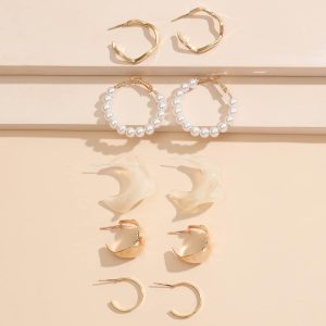 VAlloy Geometric Earrings 5 Piece Set Fashion