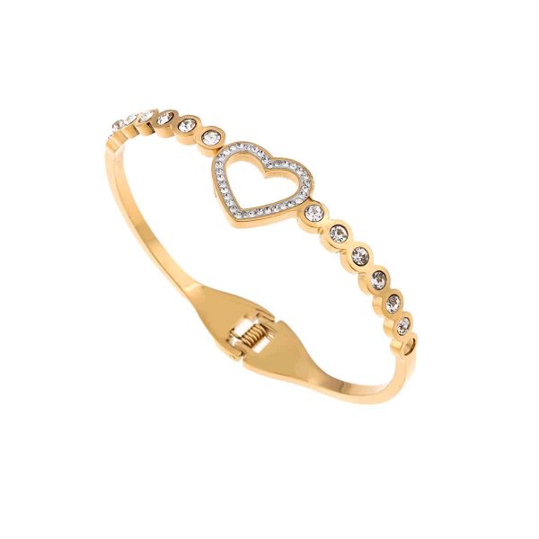 Titanium Steel Heart Love Heart Multi-Diamond Bracelet