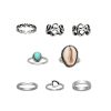 Personality Heart Shell Turquoise 8 Pieces Set Rings