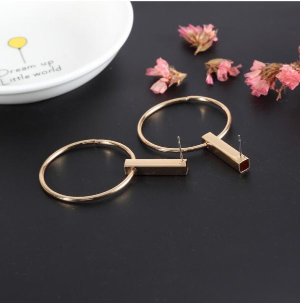 New Alloy Rectangular Sleeve Circle Ear Studs