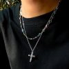 Crystal Cross Necklace Men's Retro High Sense