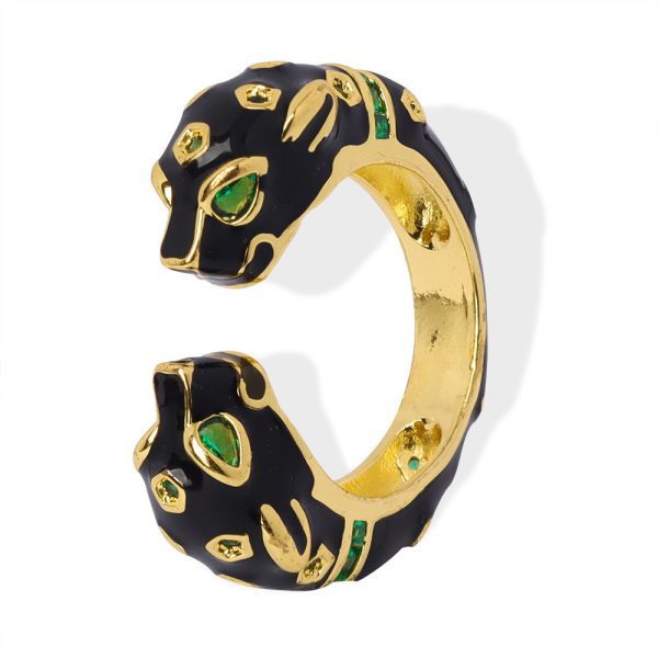 Fashion Special-interest Animal Oil Dripping Cheetah Open Ring