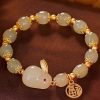 Women's Green Lucky Jade Black Hand Bracelet