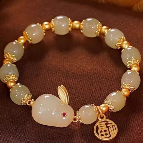 Women's Green Lucky Jade Black Hand Bracelet
