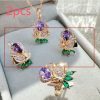Rose Gold Jewelry Suit Color Retaining Ring Earrings Necklace Three-piece Set
