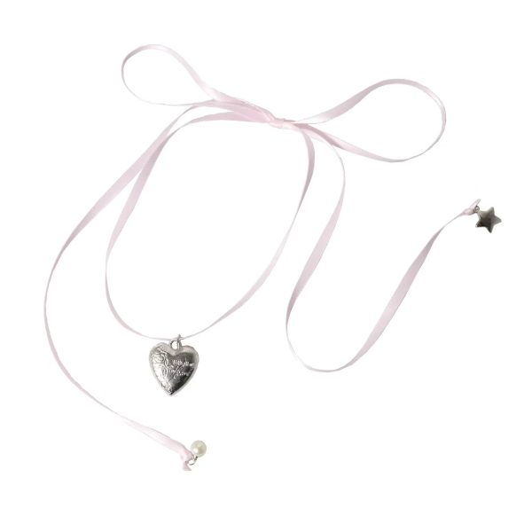 Women's Ribbon Love Pendant Fashion Necklace Clavicle Chain