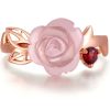 Handmade Hibiscus Stone Rose Flower  Female Ring Wholesale Jewelry