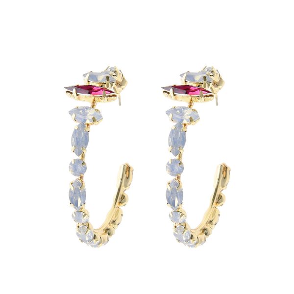 Double C Earrings Diamond Earrings Feminine Temperament Net Red European And American Exaggerated Large Circle Earrings