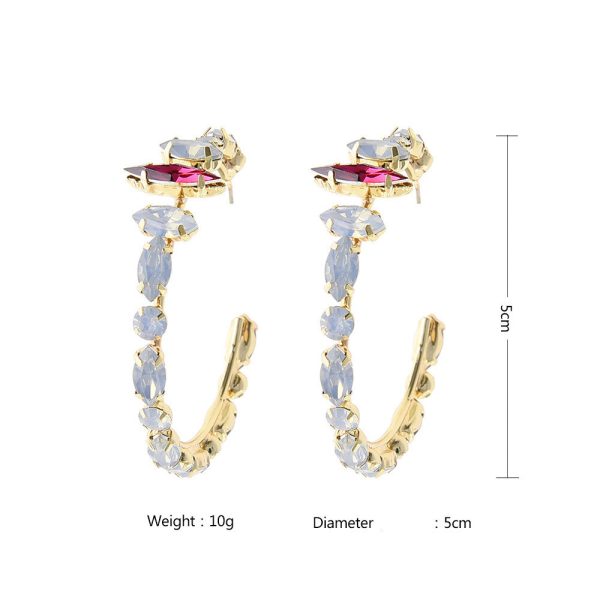 Double C Earrings Diamond Earrings Feminine Temperament Net Red European And American Exaggerated Large Circle Earrings