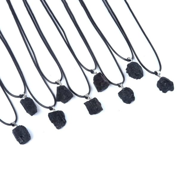 Black Tourmaline Natural Crystal Irregular Pendant