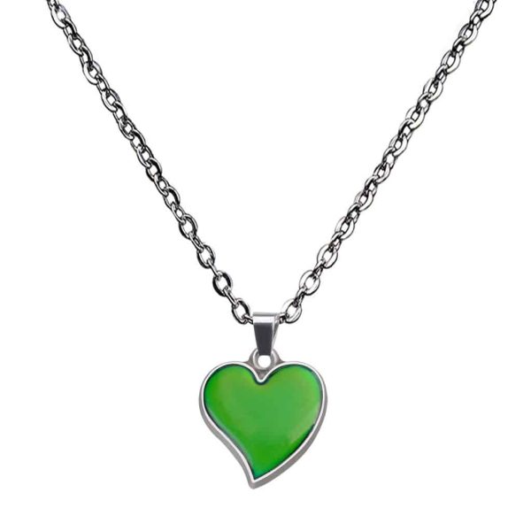 Korean Style Fashionable Warm Mood Color Changing Love Heart Necklace