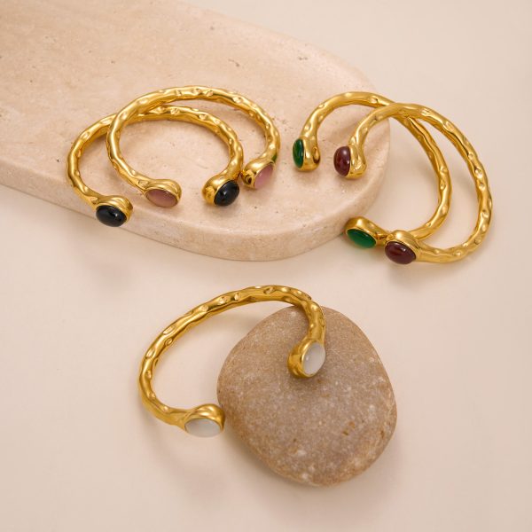 18K Real Gold Plated Titanium Steel INS Fashion Exquisite Zircon Opening Bracelet