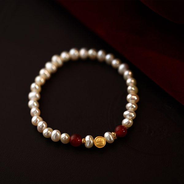 Natural Freshwater Pearl Bracelet Fu Character Light Luxury Beaded High Sense