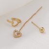 Personality Minority Love Three-piece Set Of Gold Copper Micro-zircon Ear Clip Earrings Female