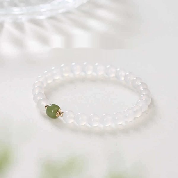 Natural White Agate Hetian Jade Bracelet For Women