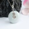 S925 Silver Inlay Natural Emerald Peace Buckle Necklace