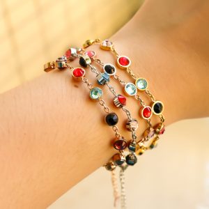 Simple Circle Geometric Zodiac Colorful Rhinestone Vintage Bracelet