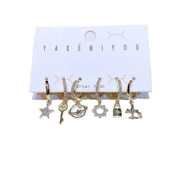 High-end Korean Style Korean Earrings 6-piece Simple Set