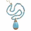 Drop-shaped Turquoise Pendant Necklace Fashionable Personalized All-match Design Sweater Chain